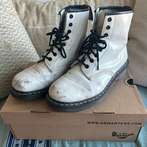 Dr Martens 1460 Smooth Leather White Boots, Women’s 9